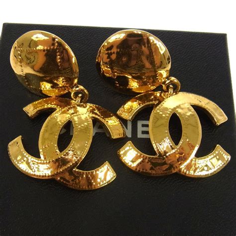 chanel emblem earrings|vintage Chanel logo earrings.